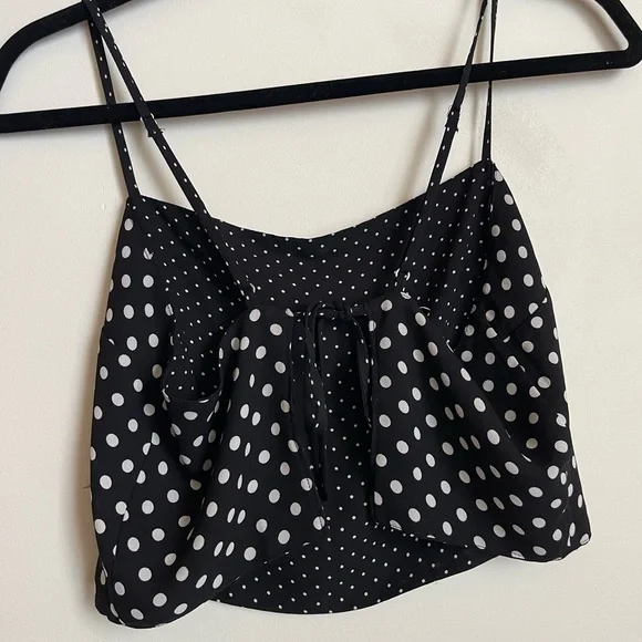 Free People Black and White Reversible Polka Dot Crop Top - Picture 4 of 4